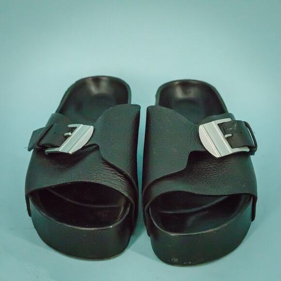 Simon Miller 41 Size 11 Black Chunk Leather Footbed Buckle Platform Sandals - Picture 2 of 6